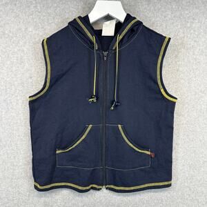 Vintage Big Flirt Hoodie Kids Girls Size Small Navy Blue Full Zip Sleeveless